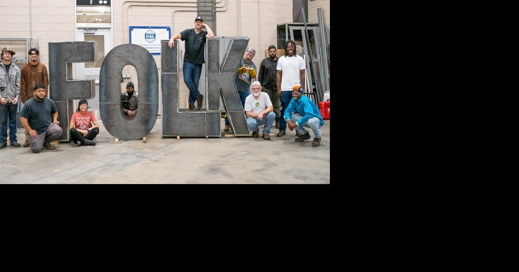 GTCC welding students craft 6-foot sign for N.C. Folk Festival