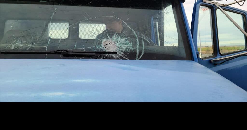 Large rock thrown through windshield of truck on SR 26 near Othello