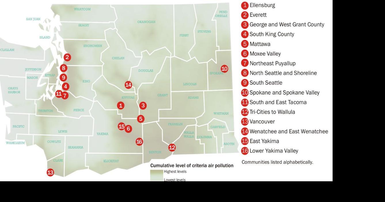 Study Bad air in Mattawa, Wenatchee, Ellensburg Columbia