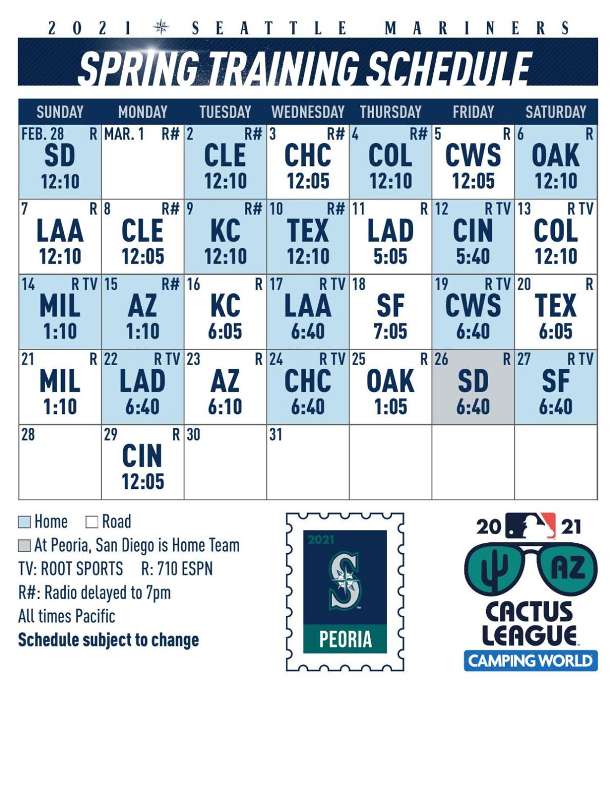 mariners spring training schedule