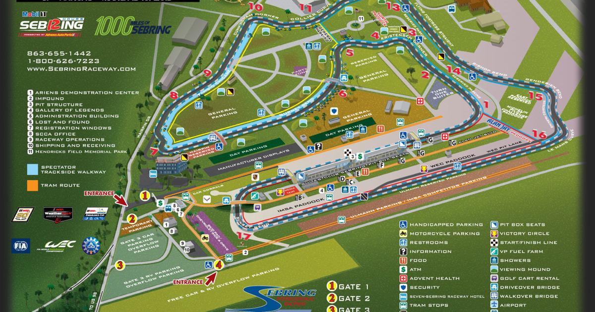 Map of Sebring International Raceway for 2019 12 Hours of Sebring ...