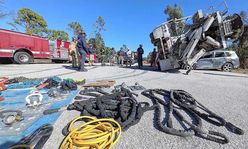 HEAVY THOUGHTS: Firefighters learn how to stabilize large vehicles in ...