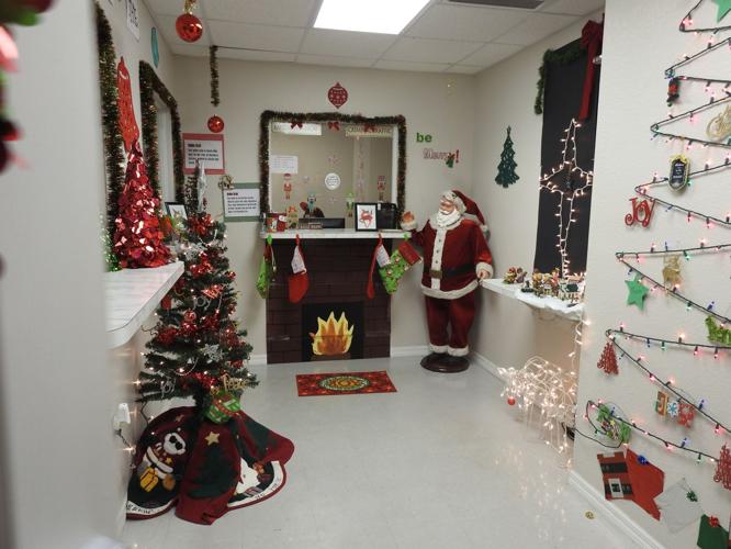 Magical christmas decorated offices