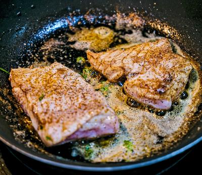 Grouper in the pan