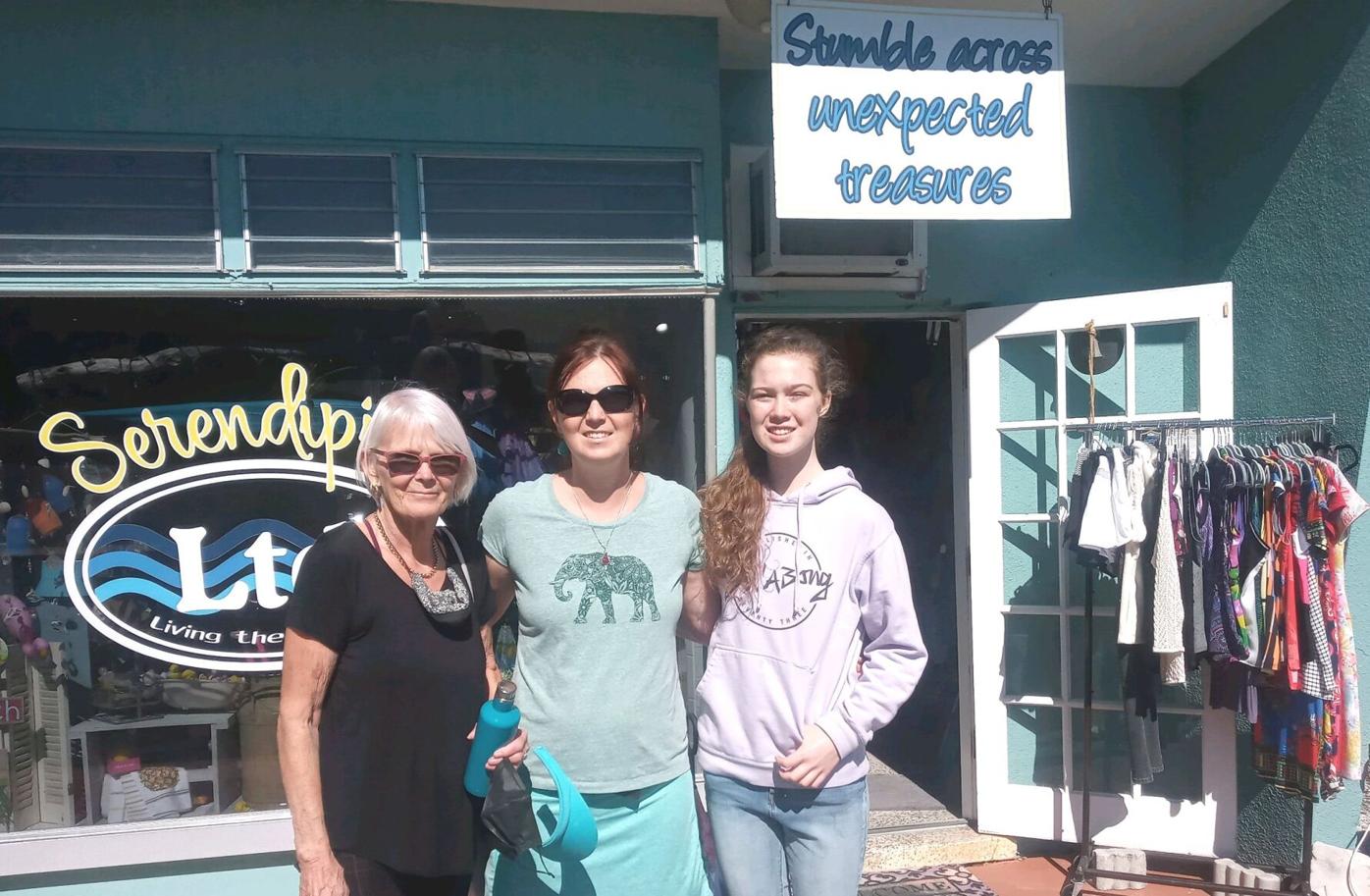 Irene Parker, Tanzel Picard and Kaira Picard shopped at Serendipity LTD on Dearborn Street.