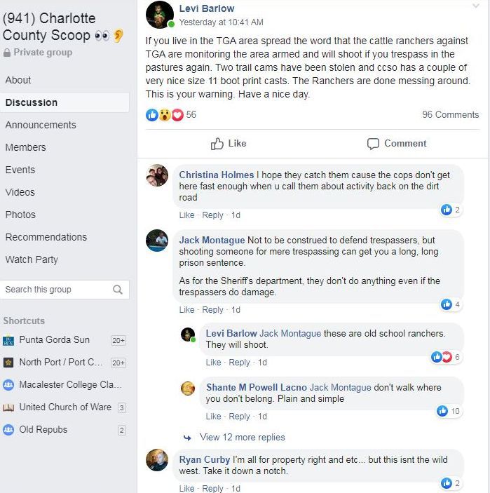Facebook post to Charlotte group warns about shooting trespassers