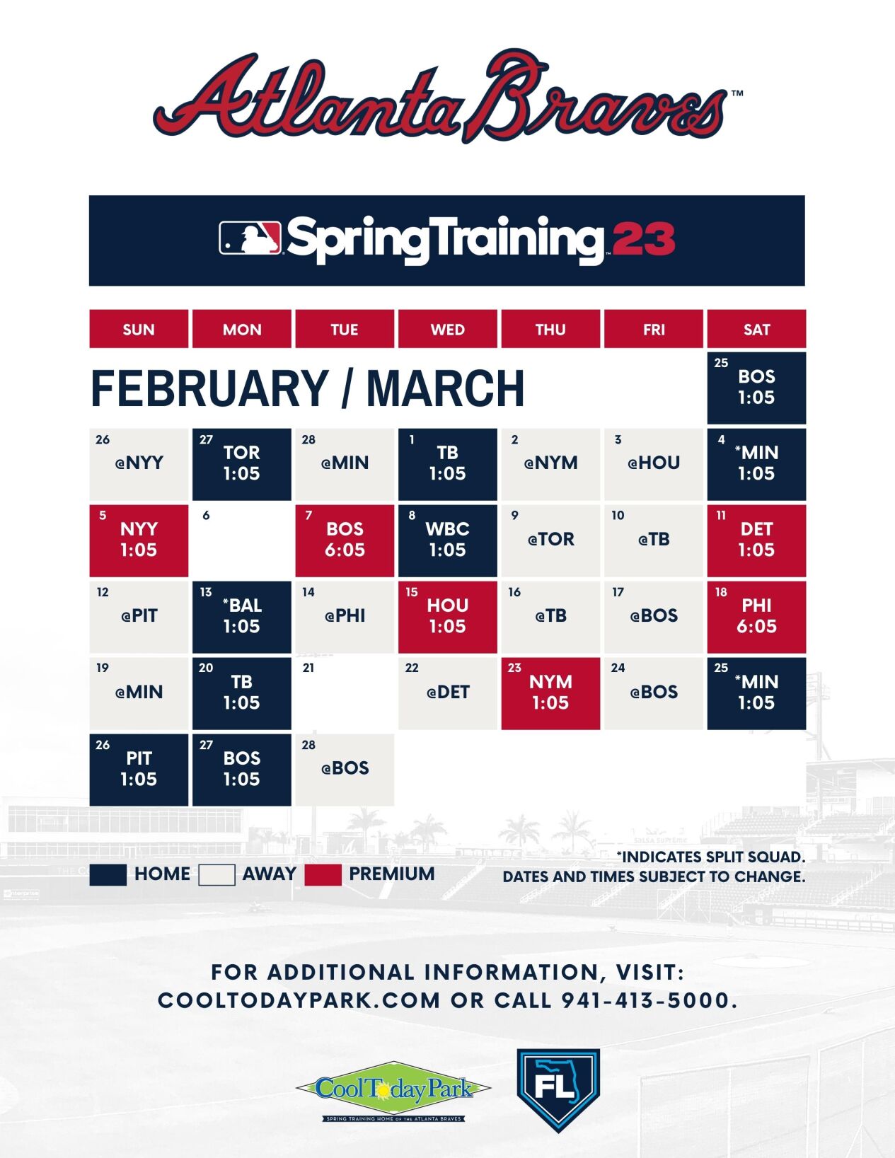 Spring 2024 training schedule