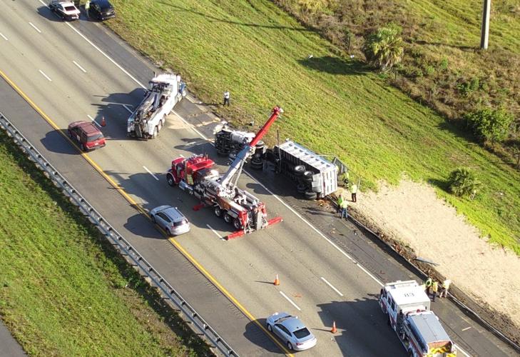 Flipped dump truck snarls traffic on I-75 in North Port | Port ...
