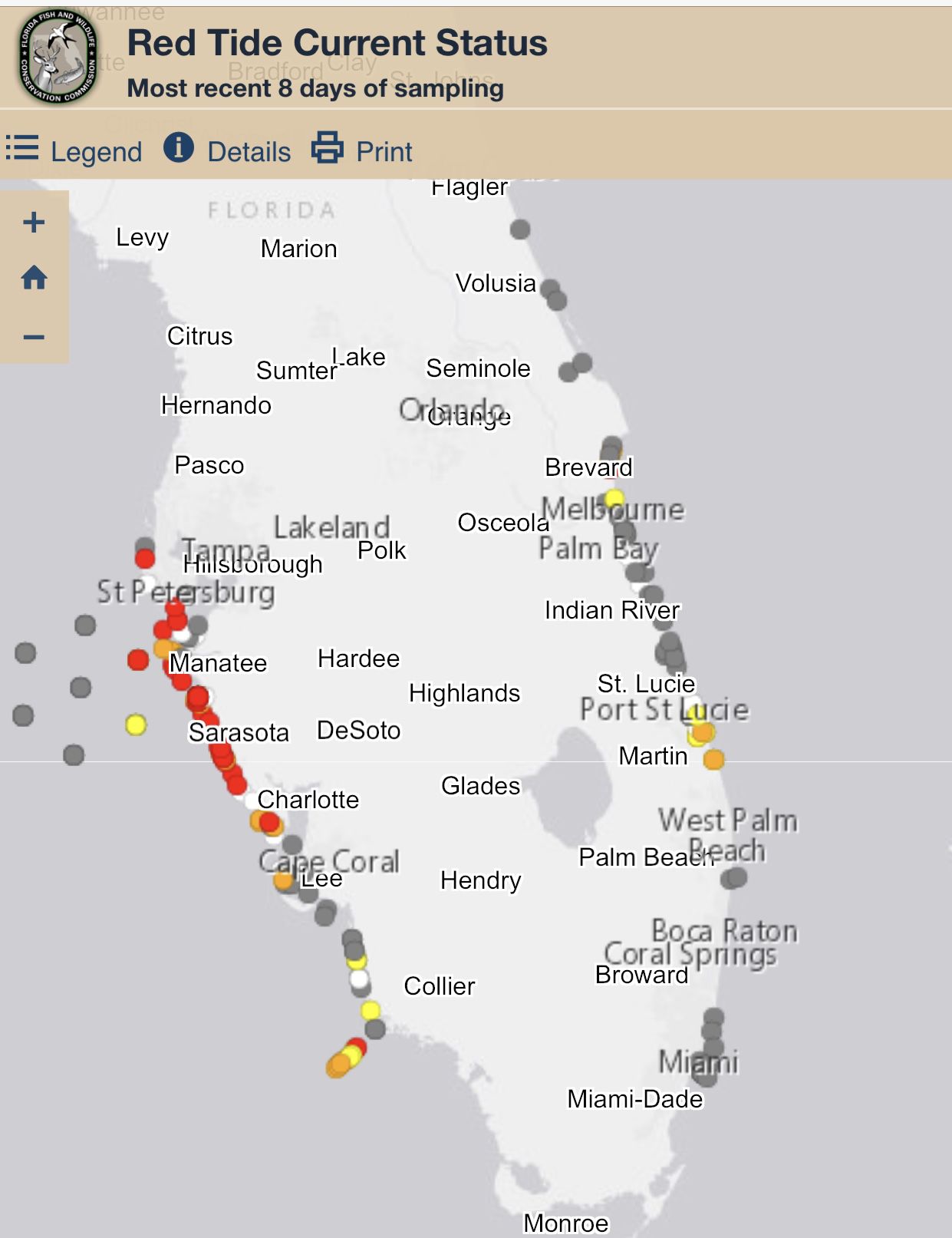 2021 red tide florida map