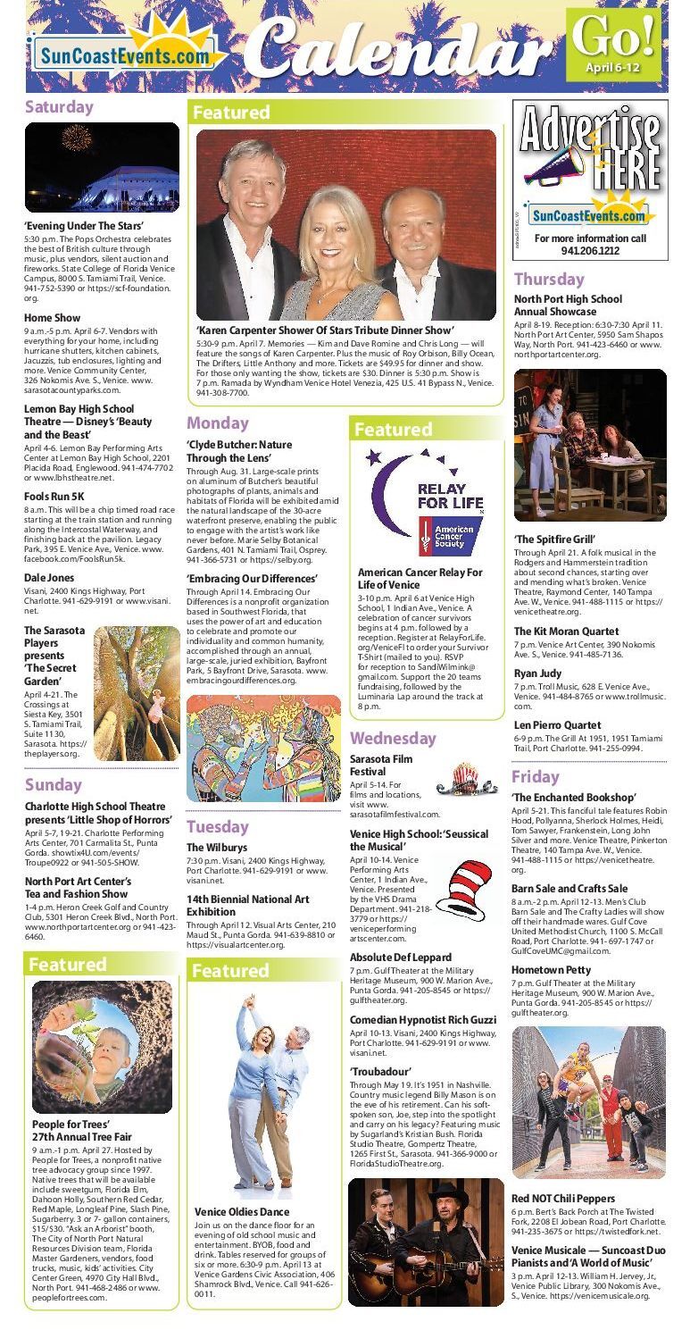 Area events April 6-12 | Go! | yoursun.com