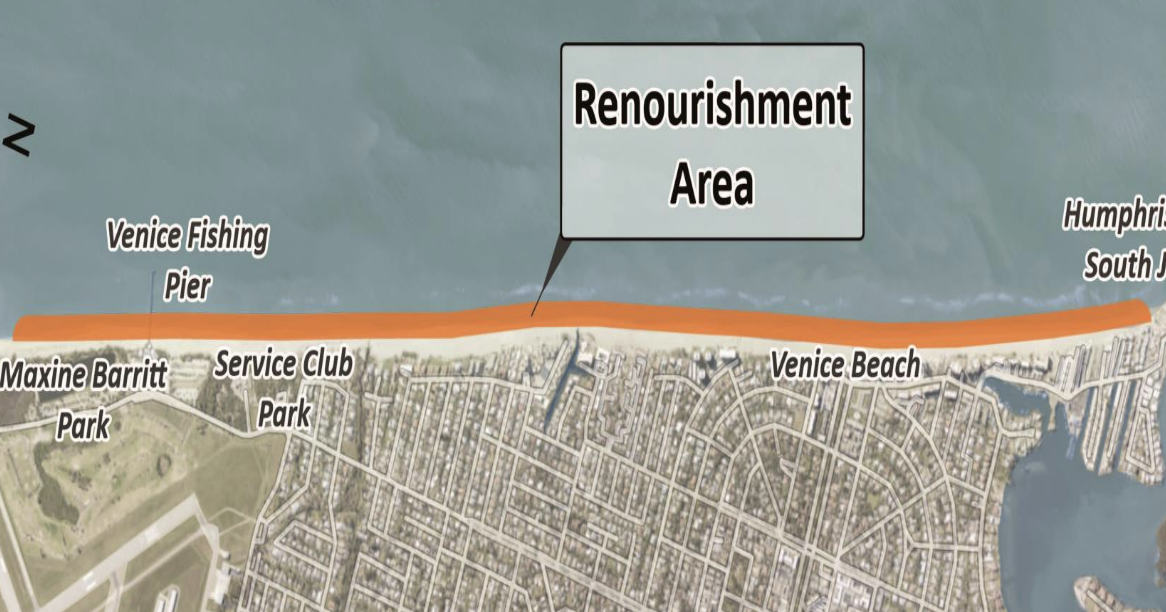 Beach renourishment shifts south, remains on time