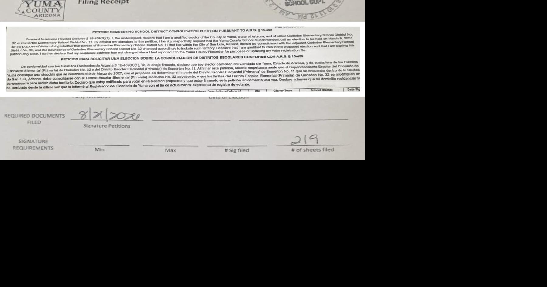 Petition filed to separate east San Luis from Somerton School District