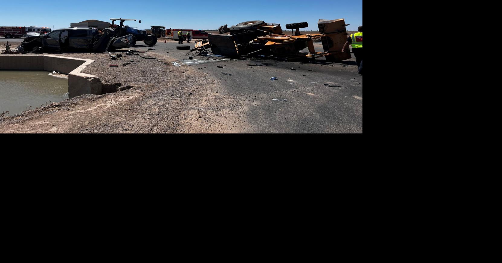 Truck and tractor collide; one person hospitalized