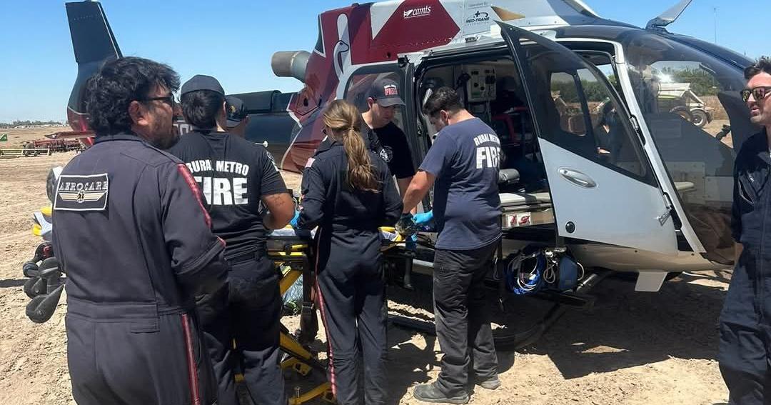 Worker injured in fall at remote job site flown to hospital by helicopter