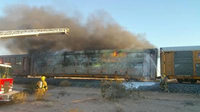 Train car on fire