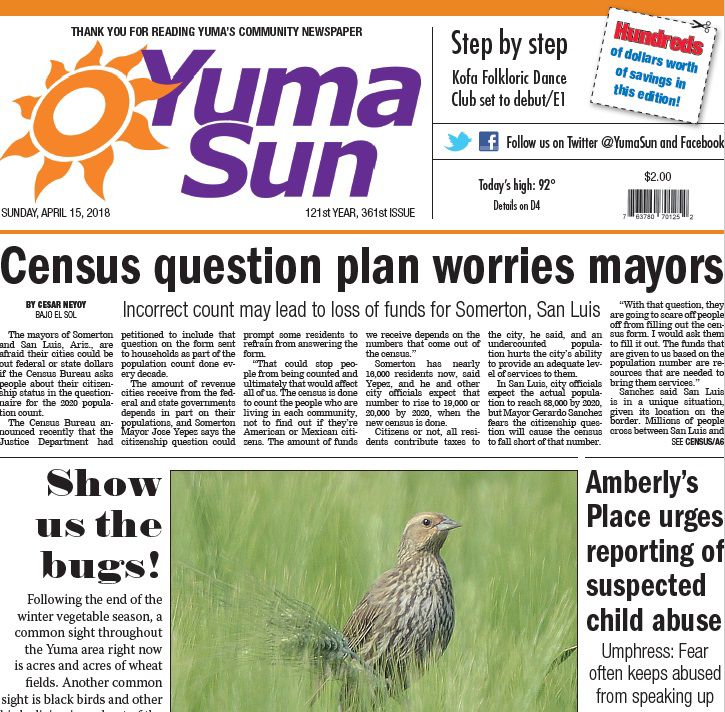 Yuma Sun news outlets advertisement Yuma, AZ